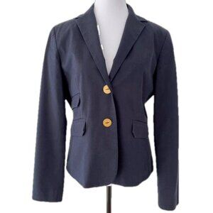 TEENFLO Navy Blue Blazer Gold Tone Metal Buttons Business Career Minimalist